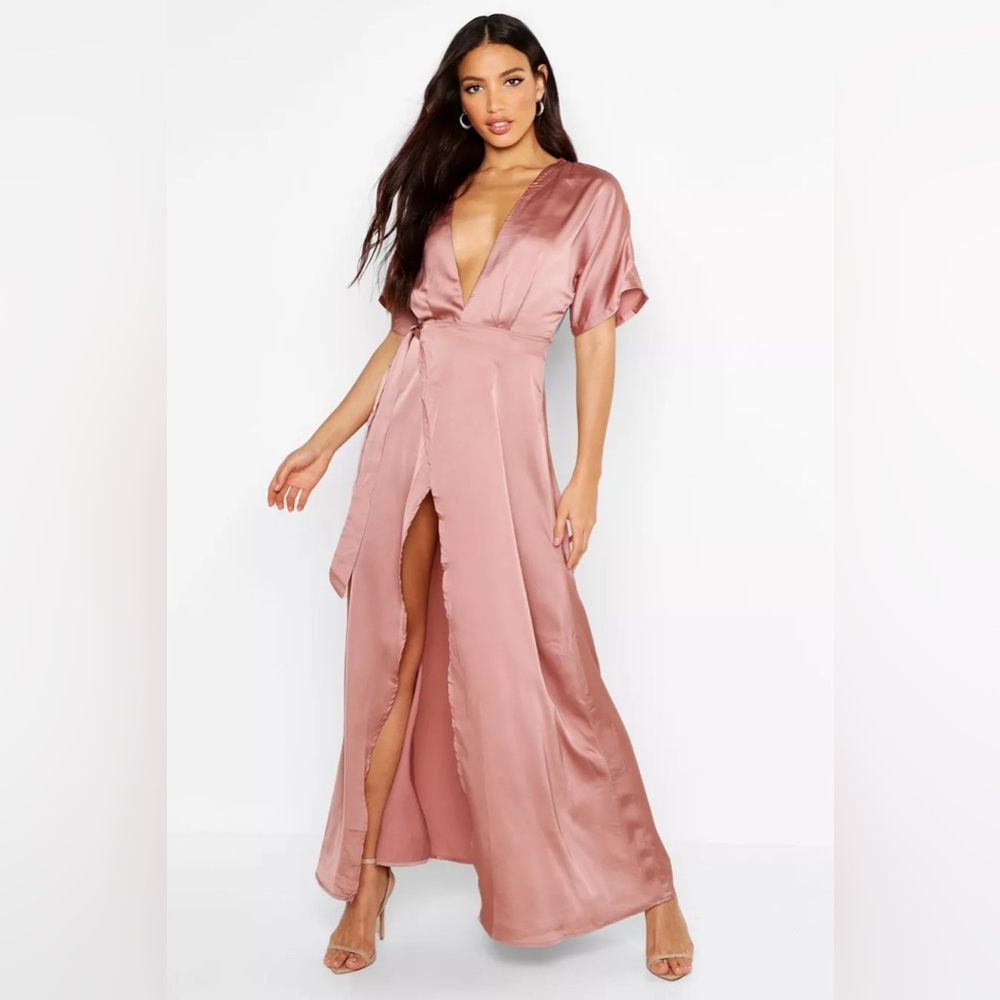 NWT Boohoo Rose Pink Wrap Dress
